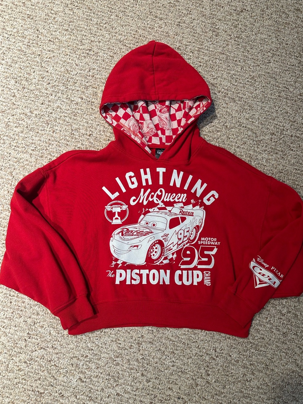 Disney Lightning McQueen Adult Cropped Hoodie
